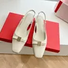 Vara Bow Ballet Flat Low Heel Slingbacks Mary Jane Designer Shoes Women Sandals Silver Hardware Bow Patent Calfskin Pumps Top Quality Long Toe Squared Tip Slingback