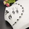 Collana verde smeraldo 925 set di gioielli in argento sterling per le donne zaffiro topazio granato collana braccialetto orecchini anello pendente