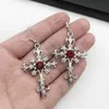 Stud Gothic Punk Kruis Oorbellen 2021 Hip Hop Rock Red Oil Drip Crystal Drop Oorbellen voor Vrouwen Mode-sieraden Nachtclub Geschenken Nieuwe YQ240129