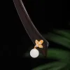 Jewelry Real 925 Sterling Silver Jewelry Jade Bead Flowers Ebony Hair Sticks For Women Handmade Hanfu Hairpin Accessories 2022 New