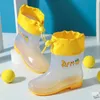 Children Boys Girls Fashion Rain Boots Lightweight Waterproof and Non-slip Rain Boots Transparent Rainboots Kids Water Shoes 240125