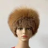ベイジルリアルフォックスファーヘッドバンド女性ウィンターファッションヘッドウェアヘアバンドアクセサリガールヘアアクセサリ240125の髪の毛