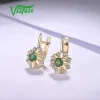 Charm Vistoso Goldörhängen för kvinnor 14K 585 Gul guld Sparkling Emerald Diamond Wedding Anniversary Elegant fina smycken