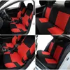 Fundas para asientos de coche, juego completo rojo delantero, cubierta automotriz de poliéster universal negra