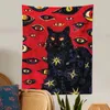 Tapissries Cat Coven Tapestry Tryckt Witchcraft Hippie Wall Hanging Bohemian Mandala Art Eesthetic Room Decor