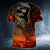 Męskie koszulki Summer Retro T Shirt Men 3D Printed Skull Angel Tees Fashion Ubrania Owwony streetwearu O.