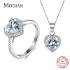 Necklace Modian New Design Solid Sterling Sier Sets Jewelry Ring Necklace Wedding Natural Crystal Pendant Fashion Chain for Women