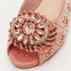 Dress Shoes Italian Design 2024 Nigerian Fashion Rhinestone And Metal Decoration Peach Color Women Bag Set For Party Wedding