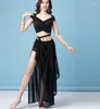 Sahne Giyim Yetişkin Bayan Kadınlar Göbek Dans Kostümü Seksi Top Etek Takım Performans 2 PCS Set Bellydancing Kıyafet
