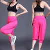 Calças femininas Mulheres Yoga Cropped com Cintura Elástica Larga para Desempenho de Dança Bloomers de Verão Cores Sólidas Macias