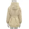 Manteau en coton élégant avec capuche pour Femme, veste chaude de couleur unie, gilet à lacets, vêtements Manteau Femme