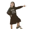 Girl Dresses 2024 Autumn Kids Teenager Girls Clothes Long-sleeved Letters Splicing T-shirt Mesh Dress Baby Fashion 5 6 7 8 9 10 11 12 Year