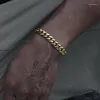 Kedjor 8mm 14K Vittguldpläterad Miami Cuban Link Armband223Z