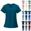 Andra kläder Kort ärm Spa Uniform Women Hospital Sjuksköterska enhetliga flerfärgade stretchtyg Pet Clinic Vet Work Kläder Nursiga tillbehör