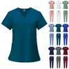 Autres vêtements Spa à manches courtes Uniforme Femmes Hôpital Uniforme de soins infirmiers Tissu extensible multicolore Clinique pour animaux de compagnie Vétérinaire Vêtements de travail Infirmière Accessoires