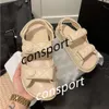 Designer channel Sandals High Quality Womens Slides Crystal Calf leather Casual shoes quilted Platform Summer Ankle Strap Beach Buckle Slipper 35-41