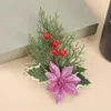 Decorative Flowers 1Pc Christmas Artificial Berry Pine Needles Flower Xmas Tree Hanging DIY Crafts Ornaments For Party Wedding Gifts Box