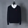 High end men's sweater thick embroidered pure cotton sweater autumn and winter brand knitted sweater top designer V-neck round neck sweater