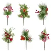 Dekorativa blommor konstgjorda växter plastiska tallnål ornament hem vardagsrum dekor julsimulering växter rena pentagram