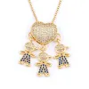 Mode de luxe filles garçons incrusté cristal Zircon 14 carats or jaune pendentif romantique coeur collier exquis fête des mères bijoux cadeau