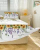 Bed Skirt Spring Eucalyptus Sunflower Lavender Elastic Fitted Bedspread With Pillowcases Mattress Cover Bedding Set Sheet