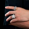 Moissanite Hip Hop Star Lab Created Diamond Sterling Sier Men Ring For Birthday Gift