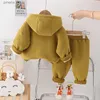 Ensembles de vêtements Automne et hiver nouveaux enfants dessin animé ours costume à manches longues garçons et filles veste en coton en peluche costume deux pièces simple sportswe