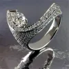 Ringe 100% real 14k Weißgoldringschmuck Natural AAA Diamond Gemstone Unregelmäßige 14 K Eherungsbänder Bizuteria Ring Box für Unisex