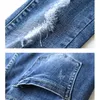 Jean crayon déchiré à la mode femmes décontracté mince taille moyenne Vaqueros printemps été Streetwear pantalon en jean lavage bleu Skinny Capris 240124