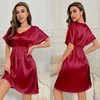 Women's Sleepwear Sexy Nightgown Dress Summer Nightdress Gown Nightwear Women Silky Satin Sleepshirt Loungewear