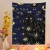 Tapissries Cat Coven Tapestry Tryckt Witchcraft Hippie Wall Hanging Bohemian Mandala Art Eesthetic Room Decor