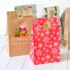 12Set Christmas Gift Bag Kraft Paper Torby Santa Claus Snowman Xmas Party Candy Cookie Opakowanie torebka Zajęcie 240124