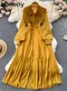 Casual Dresses Vintage Beach Red Maxi Dress Women Elegant Hollow Out Korean Holiday Split Female Long Sleeve Fairy Party