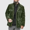 Vestes pour hommes Vintage col montant boutonné hommes printemps manches longues couleur unie manteau en velours côtelé pour vêtements pour hommes mode vêtements d'extérieur en vrac