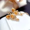 Brincos pendurados meibapj 4mm 6m natural brasil citrino borboleta gota real 925 prata moda jóias finas para mulheres
