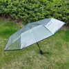 juchiva Umbrellas Fully Automatic Three-fold Transparent Umbrella Folding for Rainy Day Outdoor Portable Clear