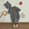 Ensembles de vêtements Costume bébé 2 pièces vêtements d'hiver combinaison tenues infantile garçons filles vêtements solides à manches longues tricoté barboteuse + ensemble de chapeau d'ours