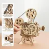 Robotime ROKR Hand Crank Projector Classic Film Vitascope 3D Wooden Puzzle Model Building Toys for Children Adult LK601 240122