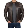 Automne Et Hiver Gentleman D'affaires Cardigan Décoration De Poche Veste En Cuir PU En Détresse Moto Moto Veste De Moto Veste Veste