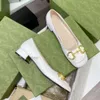 Scarpe eleganti da donna primavera autunno moda pelle bovina Punta quadrata Tacco grosso Tacchi alti 100% pelle Fibbia in metallo scarpa da barca con tacco firmata da donna