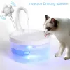 Mangeoires Fontaine d'eau pour chat à Induction LED lumière bleue alimenté par USB distributeur d'eau automatique mangeoire filtre à boisson pour chats Drinking Fountain