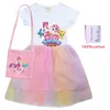 Mädchenkleider Koreanisch Catch!Teenieping Kleidung Kinder Sommer Mesh Kleid Kleine Tasche 2 stücke Anzug Baby Mädchen Casual Kinder Party Vestidos