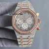 Relógios de designer relógio de diamante artesanal importado movimento de tempo 40mm com aço cravejado de diamante 904l safira designer pulseira feminina de luxo