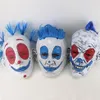 Rolig clown halloween mask halloween punk clown röda ögon latex mask blå wig cirkus dans party makeup party cosplay props1246y