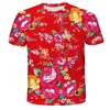 T-shirts pour hommes 3D Nord-Est de la Chine Fleurs Chemise d'impression pour hommes Kid Mode Streetwear Cool Manches courtes Coloré Y2K Vêtements Tee