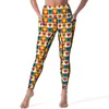 Active Pants Abstract ColorBlock Leggings Pockets Stripes Print Printed Yoga Push Up Gym Leging Casual Stretchy Sport