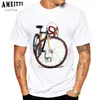 Men's T-Shirts Fixed Gear Bicycle Cyclist Painting T-Shirt New Summer Men Short Sleeve Road Bike Sport Lover White Casual Boy Tees Vintage Tops