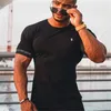 T-shirts hommes 2023 Gym T-shirt Hommes T-shirt à manches courtes Casual Slim T-shirt Mâle Fitness Bodybuilding Chemise Entraînement Tee Tops Vêtements d'été