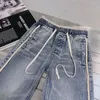 Jeans féminins 2024 Spring Luxury Fashion Femmes Vintage Denim Pantalon Lady Chic Straight Rmsx 1.07