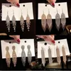 Stud Trendy Tassel Crystal Rhinestone Long Earrings For Women Luxury Shiny Bridal Dangle Drop Earrings Wedding Jewelry Gift YQ240129